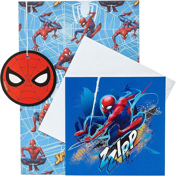 Spider-Man Packaged Wrap - UK Greetings Disney Wrap, Card and Tag Pack Bundle 748399-0-1