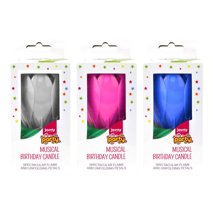 Lotus Flower Shape Flat Bottom Rotating Electronic Birthday Cake Musical Candle