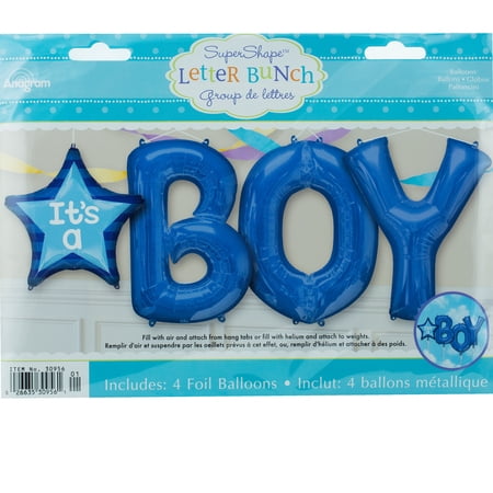 It's a Boy Letter Bunch Giant 34" Foil Balloon (Optional Helium Inflation)
