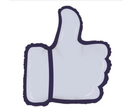 Thumbs Up Large Shape Helium Balloon Like Facebook (Optional Helium Inflation)