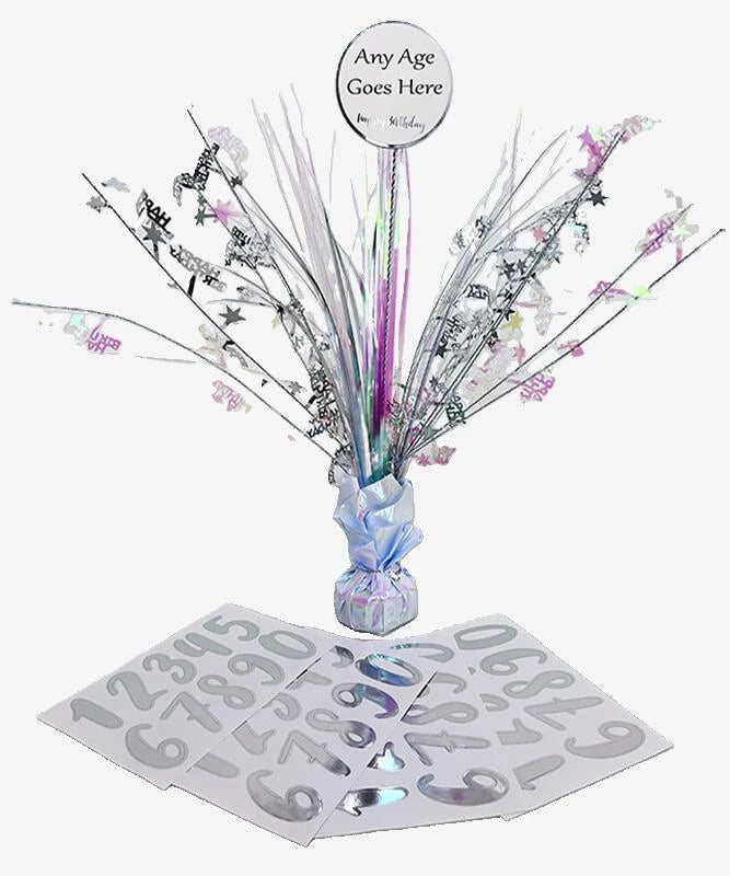 Table Centerpiece Birthday Iridescent Weight - Any Age Celebration