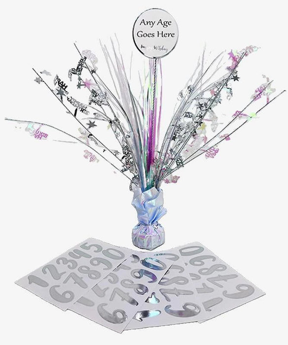 Table Centerpiece Birthday Iridescent Weight - Any Age Celebration