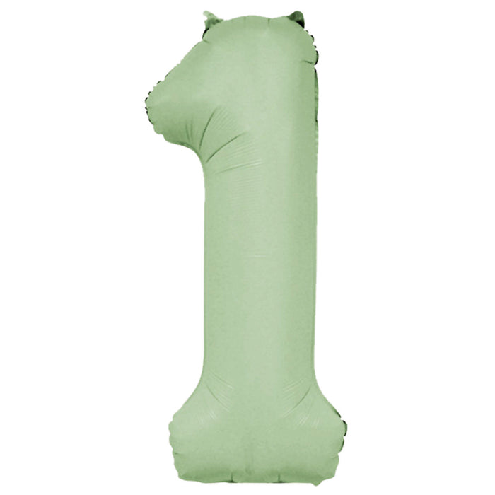 Matt Avocado Green Number 1 Giant Foil Balloon 34" (Optional Helium Inflation)