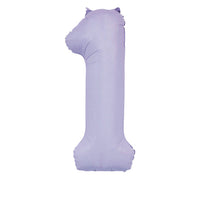 Matt Lilac Purple Number 1 Giant Foil Balloon 34" (Optional Helium Inflation)