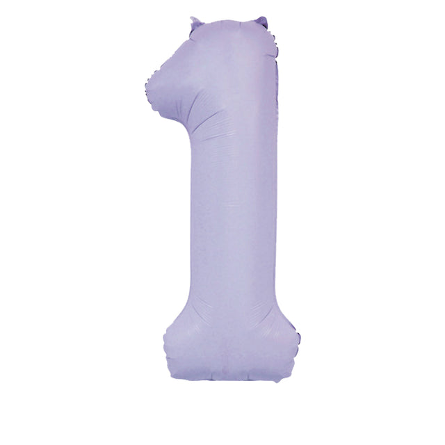Matt Lilac Purple Number 1 Giant Foil Balloon 34" (Optional Helium Inflation)
