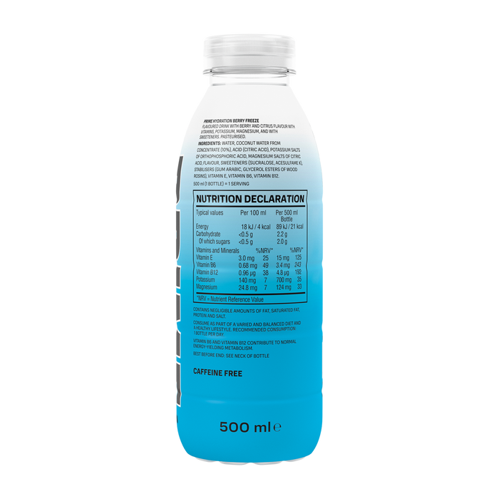 12 x Prime Hydration Sports Drink Berry Freeze - Full Case 500ml Bottle