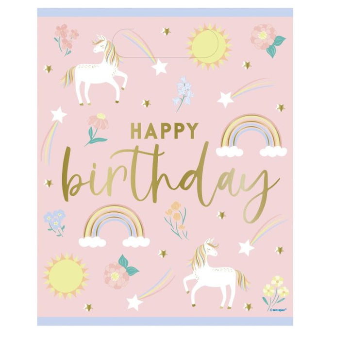 Unirocn Pink Party Bags Kids Birthday Loot Bag - 8 Pack