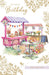 Birthday Card - Cake & Flower Market Illustration