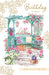 Birthday Card – Garden Pergola with Flowers Illustration