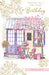 Birthday Card – Floral Café Street Scene Illustration