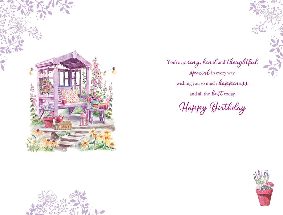 Birthday Card – Garden Bench and Lantern Illustration