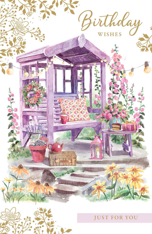Birthday Card – Garden Bench and Lantern Illustration