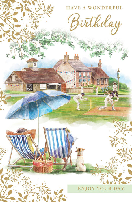 Birthday Card -Traditional Cricket Illustration