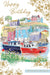 Birthday Card - Coastal Harbour Boats Illustration
