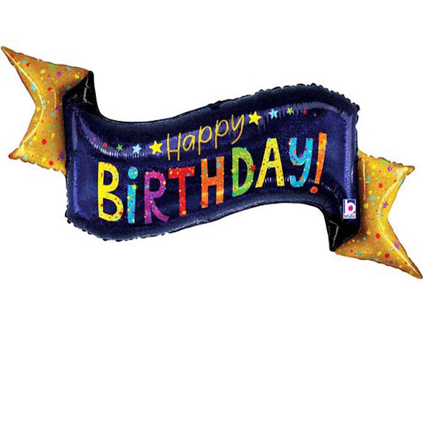 Navy Birthday Banner  Supersize Helium Filled Balloon - 51" Foil (Optional Helium Inflation)