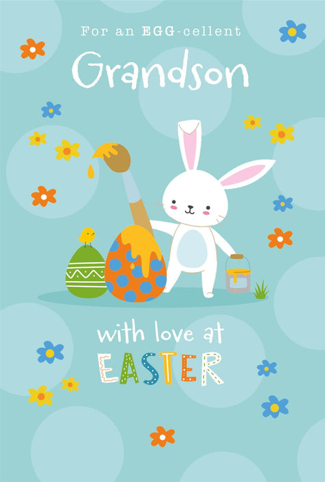 Easter Card for Grandson – Classic Easter Basket Filled with Treats