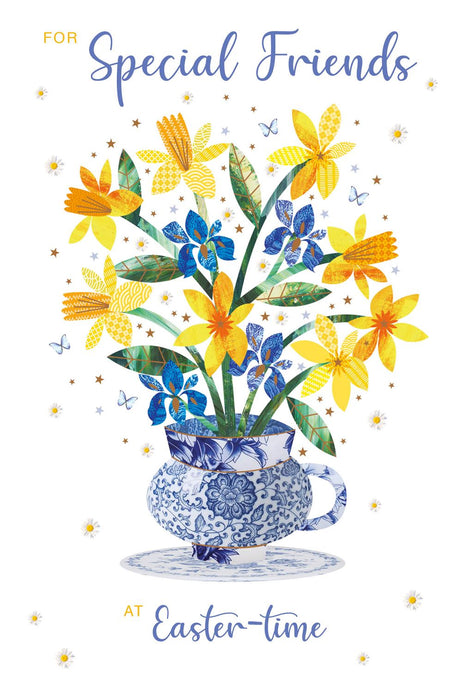 Easter Card for Special Friends – Nostalgic Easter Morning Village Illustration