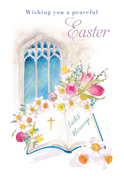 Easter Card for Religious – Elegant Easter Arrangement with Pastel Flowers