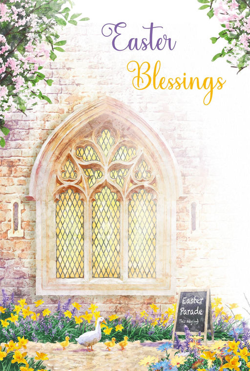 Easter Card for Religious – Classic Easter Morning Scene with Countryside View