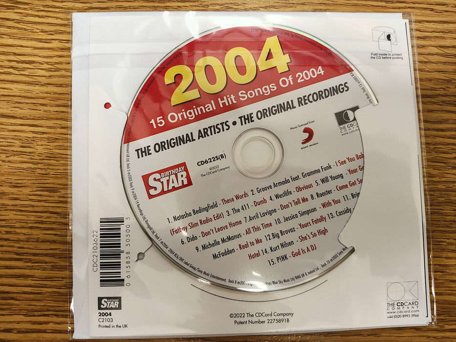 Birthday Star 2004 CD Music Greeting Card Special Year