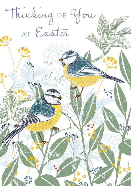 Easter Card for Thinking Of You – Sweet Spring Chick in a Nest with Flowers