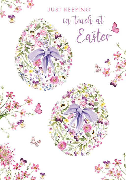 Easter Card for Keeping In Touch – Delicate Spring Floral Wreath Design
