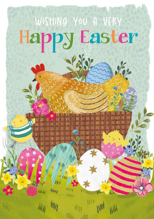 Easter Card for Friends and Family – Traditional Church and Spring Landscape Illustration