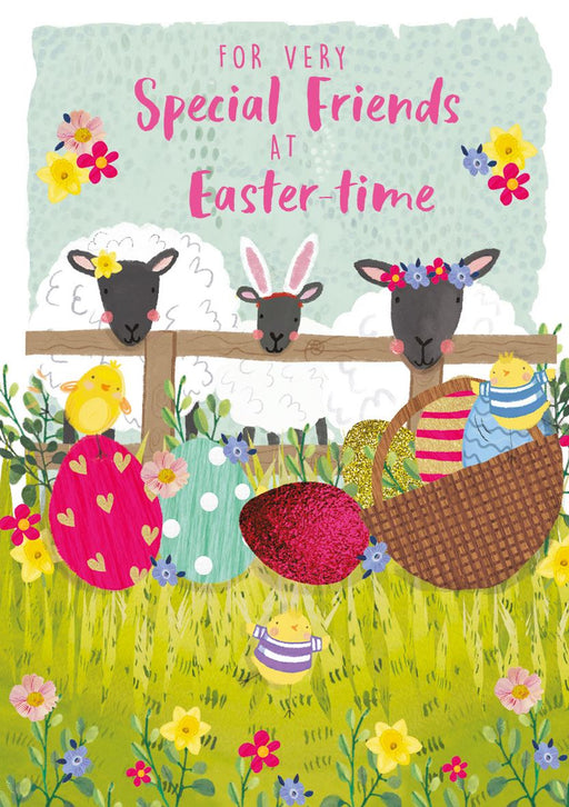 Easter Card for Special Friends – Nostalgic Easter Morning Cottage Garden