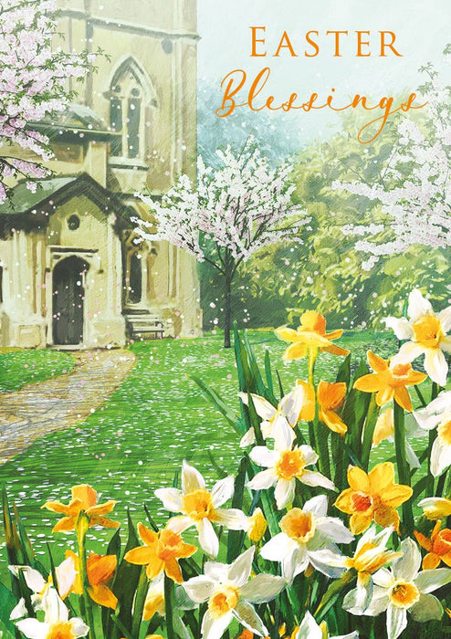 Easter Card for Religious – Vibrant Tulip and Narcissus Easter Bouquet