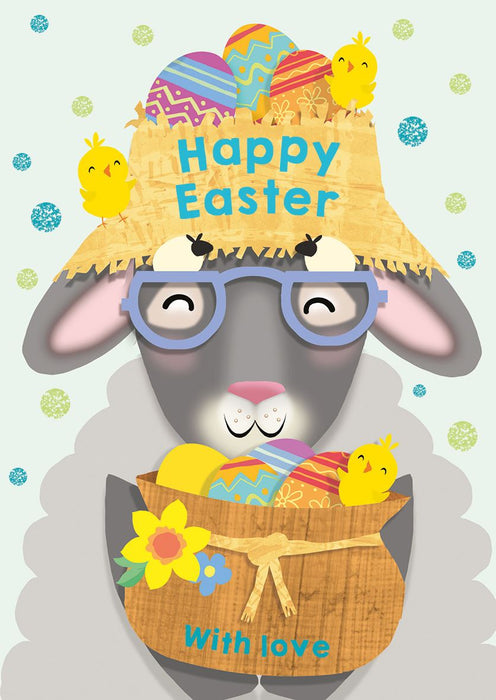 Easter Card for Friends and Family – Charming Easter Chick with Spring Daffodils