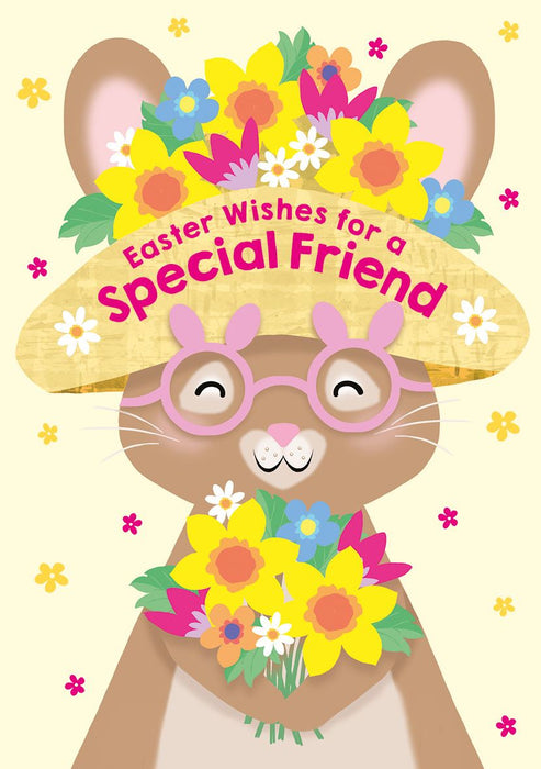 Easter Card for Special Friend – Traditional Easter Lamb with Blossoming Flowers