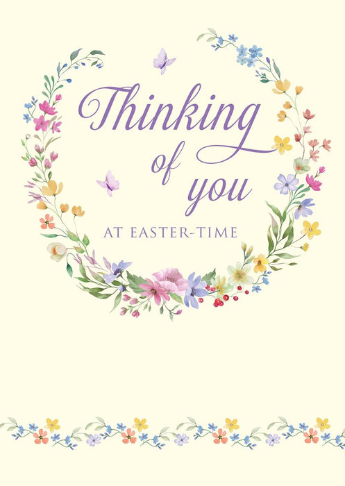 Easter Card for Thinking Of You – Artistic Spring Floral Design with Easter Greetings
