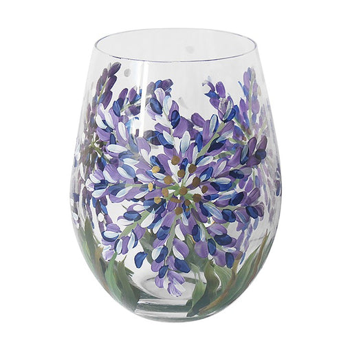 Hand Painted Stemless Glass Agapanthus