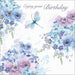 Birthday Card - Blue Flowers and Butterfly