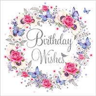 Birthday Card - Rose Wreath Floral Design