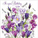 Birthday Card - Purple Flowers with Silver Accents
