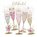 Birthday Card - Champagne Flutes Floral Sparkle