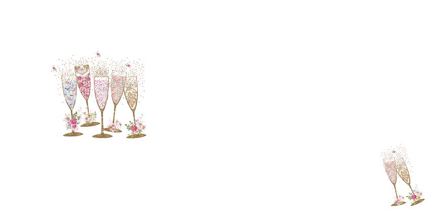 Birthday Card - Champagne Flutes Floral Sparkle