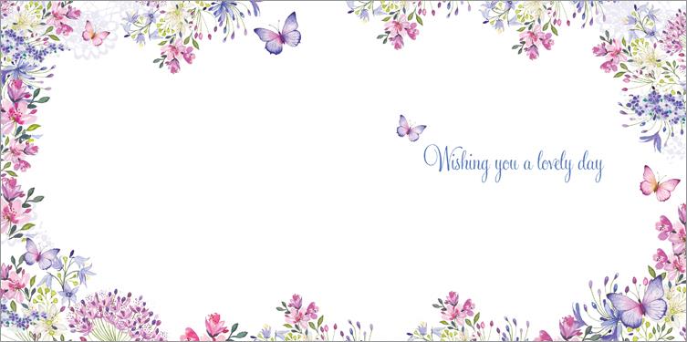 Birthday Card - Pastel Butterfly and Floral Frame