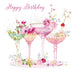 Birthday Card - Cocktail Glasses Floral Celebration