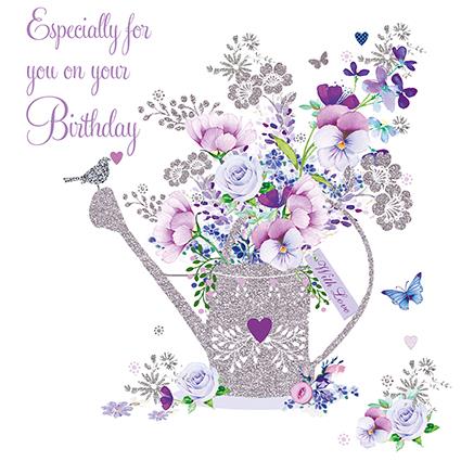 Birthday Card - Watering Can Full of Flowers
