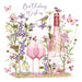 Birthday Card for Friend or Relative – Floral Wine Glass and Butterfly