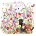 Birthday Card for Friend or Relative – Cute Cat in a Garden Watering Can