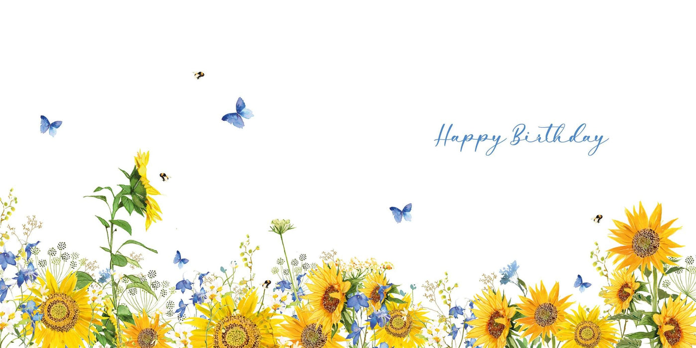 Birthday Card for Friend or Relative – Vibrant Sunflower Border Illustration