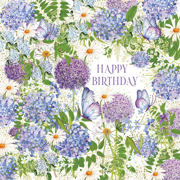 Birthday Card for Friend or Relative – Elegant Hydrangea and Allium Flowers