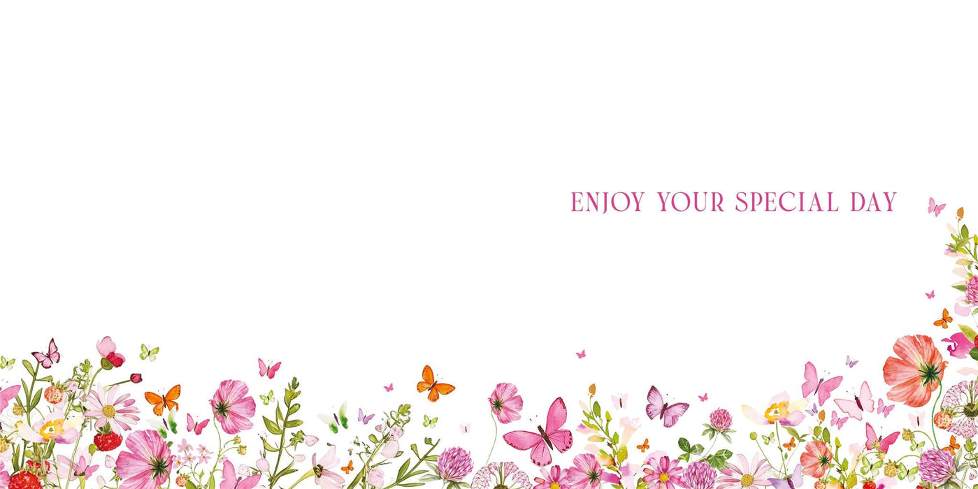 Birthday Card for Friend or Relative – Watercolour Butterfly and Floral Design