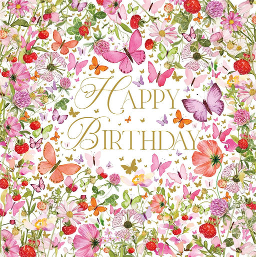 Birthday Card for Friend or Relative – Watercolour Butterfly and Floral Design