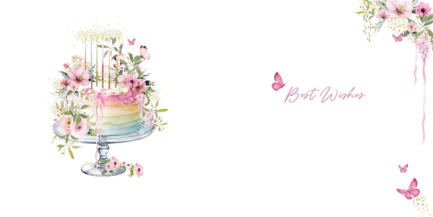 Birthday Card for Friend or Relative – Pastel Floral Bouquet Illustration
