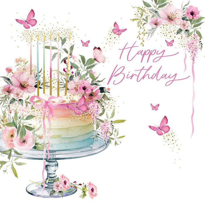 Birthday Card for Friend or Relative – Pastel Floral Bouquet Illustration