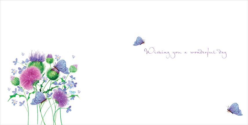 Birthday Card - Thistle and Butterfly Botanical Illustration